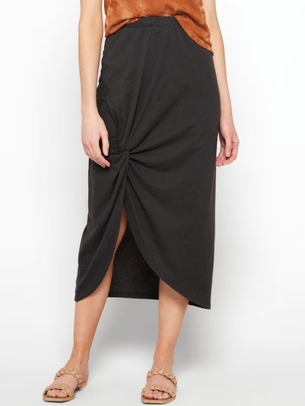 Z Supply Black Twist-Knot Midi Skirt, Size L